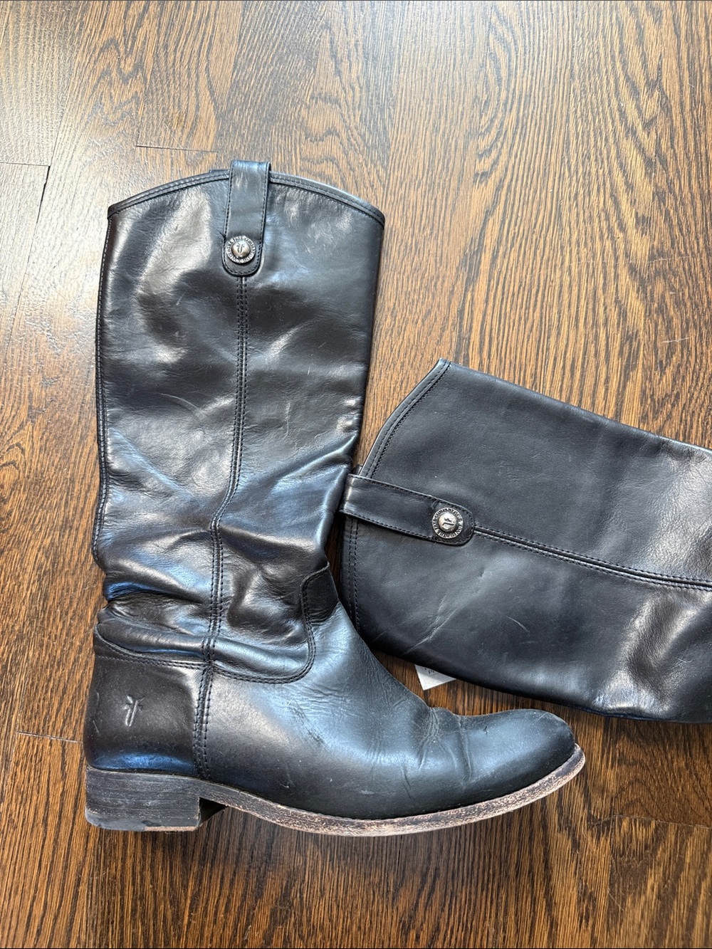 Frye Black Leather Mid-Calf Women's Combat Boots